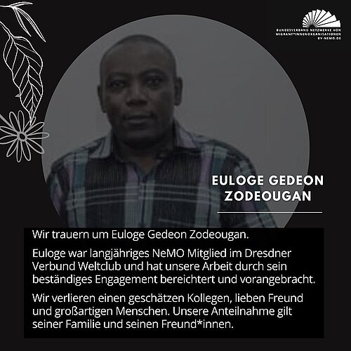 Wir trauern um Euloge Gedeon Zodeougen. Hier findet ihr einen Spendenaufruf: @afropa.ev für die Überführung des...